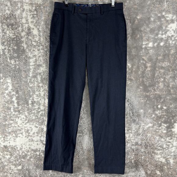 Lauren Ralph Lauren Size 30x31 Career Flat Front Pants Navy Button Zip - Picture 1 of 10